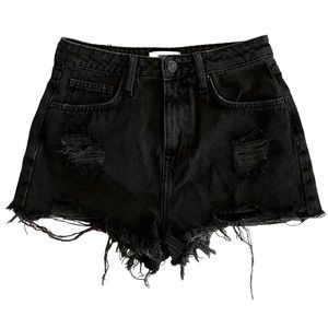 Forever 21 High Waist Black Cut Off Shorts Distressed Denim Women’s Size 27